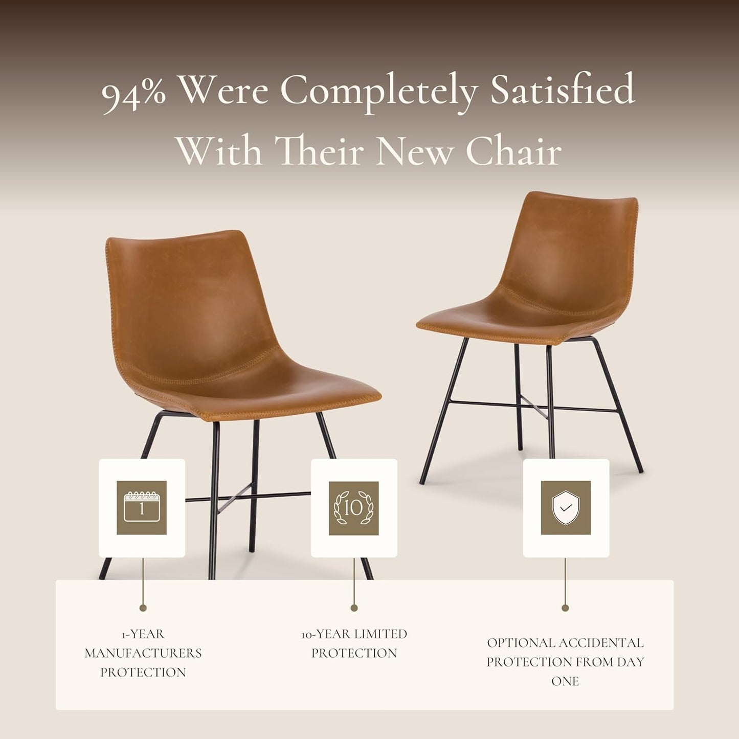 Counter Stool 24 Inches - Counter Height Bar Stools Set of 2 - Sturdy Kitchen Stools with Backs - Comfortable Bar Chair - Modern Countertop-High Chairs, Kitchen Island Barstools – Brown